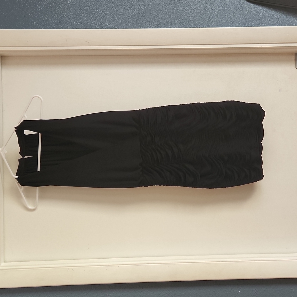 Plunge neck and back little black dress